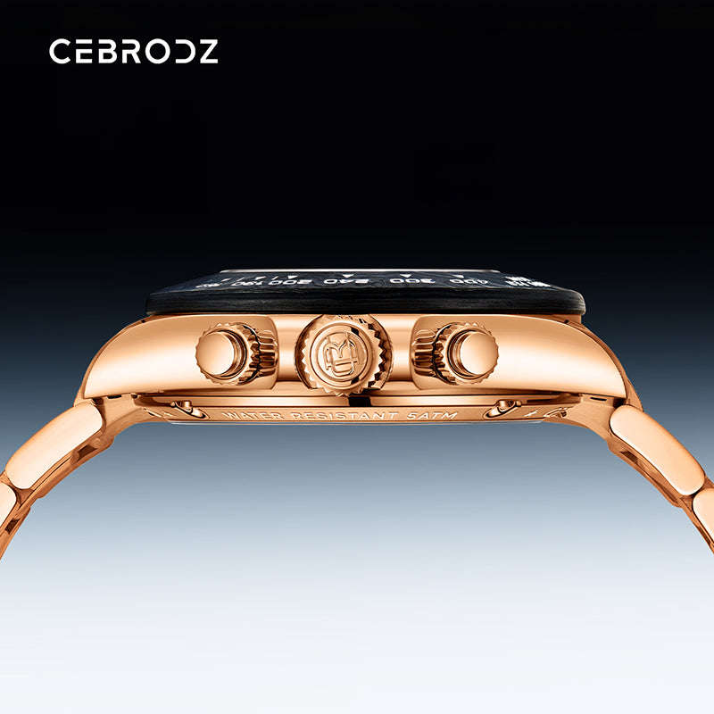CEBRODZ Men's Chronograph DIY bezel Skeleton Watch 904L stainless steel Mechanical Automatic machinery 50m waterproof