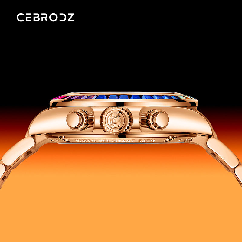 CEBRODZ Men's Chronograph DIY bezel 904L stainless steel Mechanical Automatic machinery 50m waterproof
