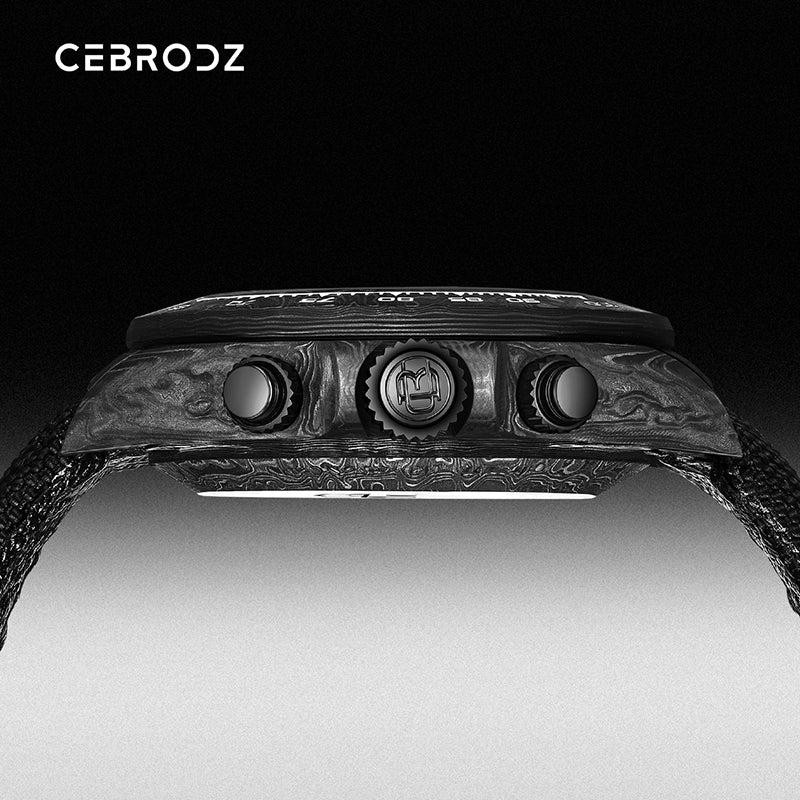 CEBRODZ Men's Chronograph DIY bezel Carbon fiber case Luminous bezel Mechanical Automatic machinery 56g weight