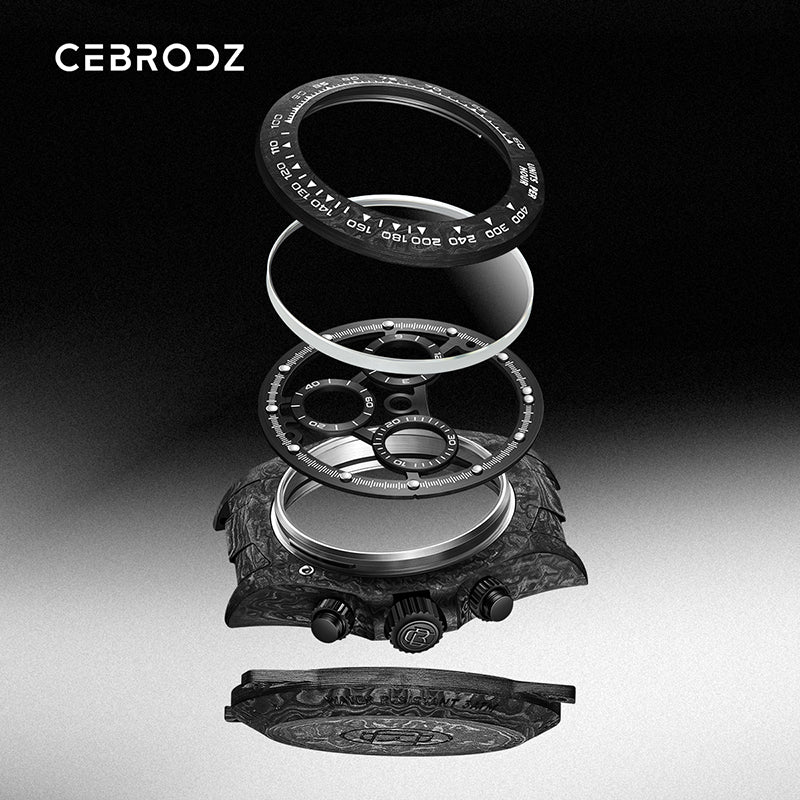 CEBRODZ Men's Chronograph DIY bezel Carbon fiber case Luminous bezel Mechanical Automatic machinery 56g weight