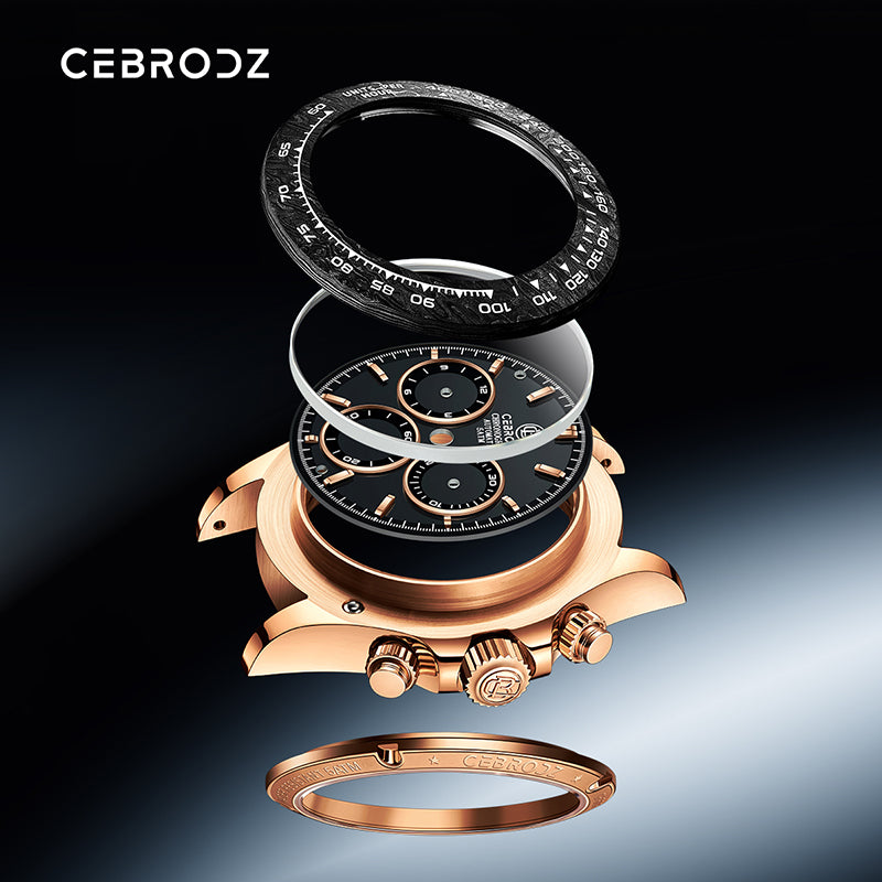 CEBRODZ Men's Chronograph DIY bezel Skeleton Watch 904L stainless steel Mechanical Automatic machinery 50m waterproof