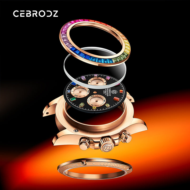 CEBRODZ Men's Chronograph DIY bezel 904L stainless steel Mechanical Automatic machinery 50m waterproof