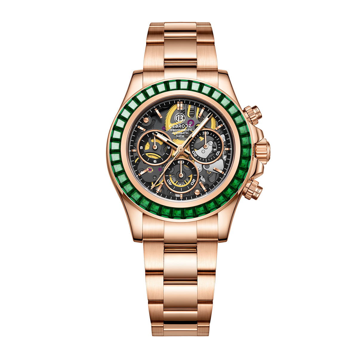 CEBRODZ Men's Chronograph DIY bezel Skeleton Watch 904L stainless steel Mechanical Automatic machinery 50m waterproof