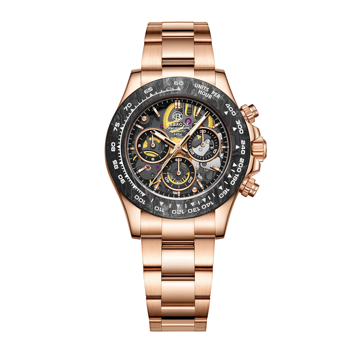 CEBRODZ Men's Chronograph DIY bezel Skeleton Watch 904L stainless steel Mechanical Automatic machinery 50m waterproof