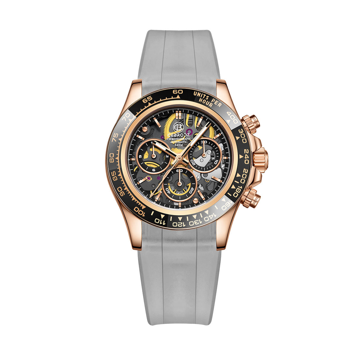 CEBRODZ Men's Chronograph DIY bezel Skeleton Watch 904L stainless steel Mechanical Automatic machinery 50m waterproof