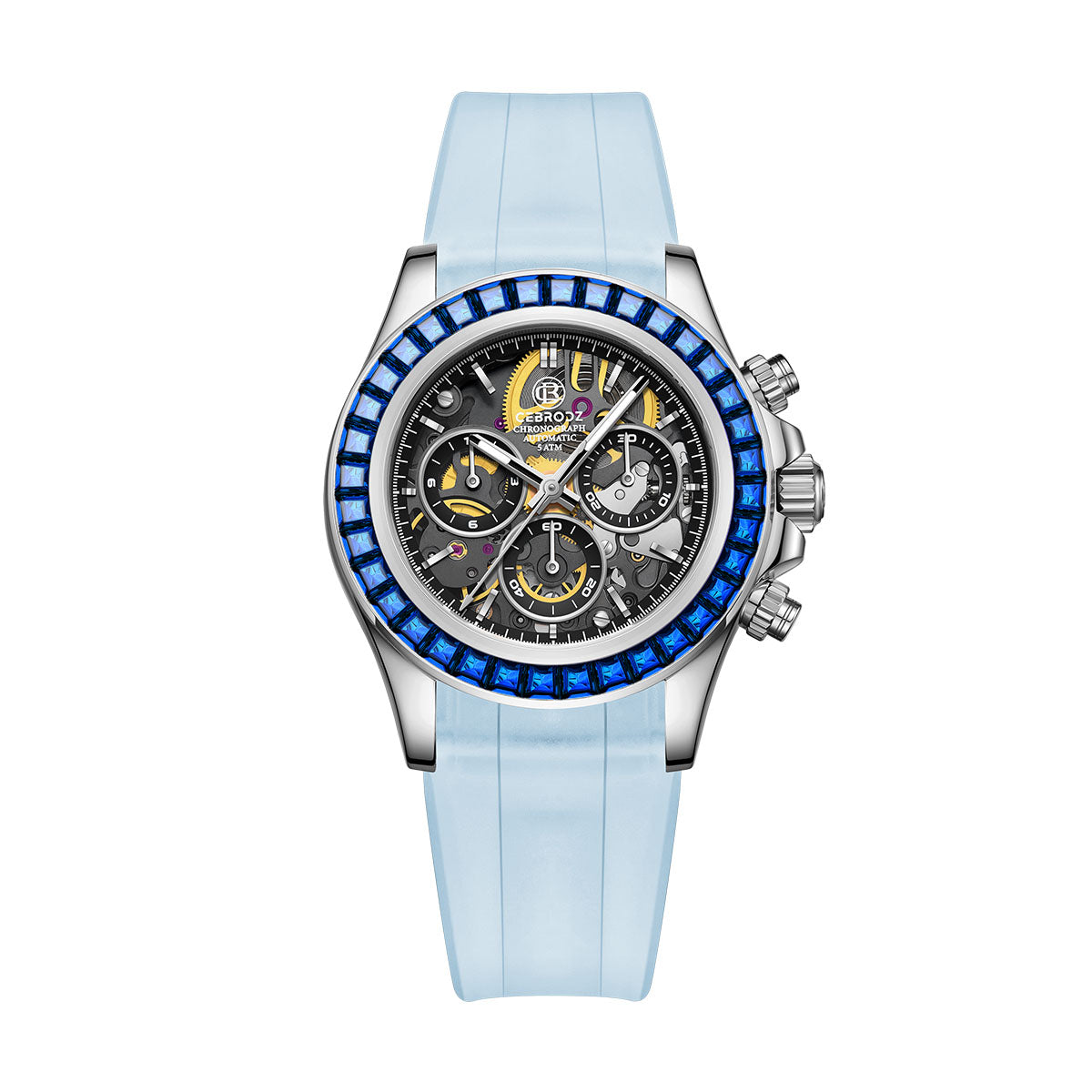 CEBRODZ Men's Chronograph DIY bezel Skeleton Watch 904L stainless steel Mechanical Automatic machinery 50m waterproof