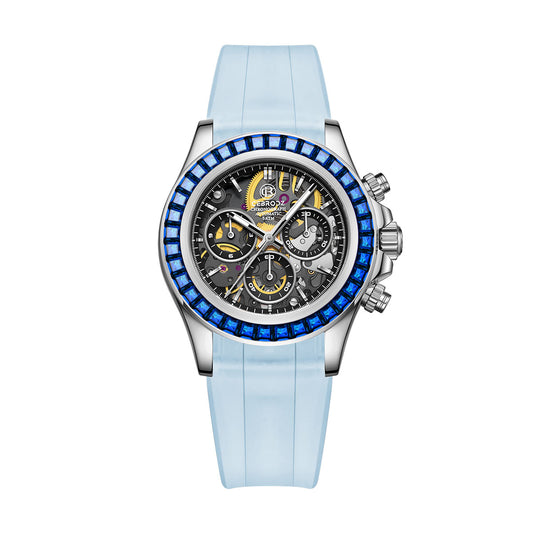 CEBRODZ Men's Chronograph DIY bezel Skeleton Watch 904L stainless steel Mechanical Automatic machinery 50m waterproof