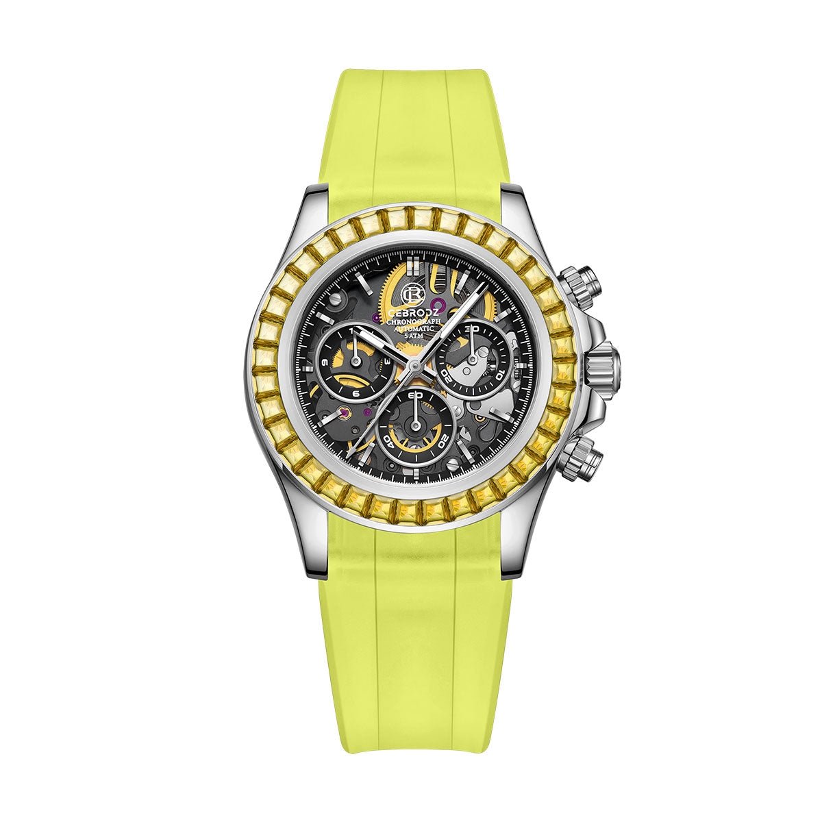 CEBRODZ Men's Chronograph DIY bezel Skeleton Watch 904L stainless steel Mechanical Automatic machinery 50m waterproof