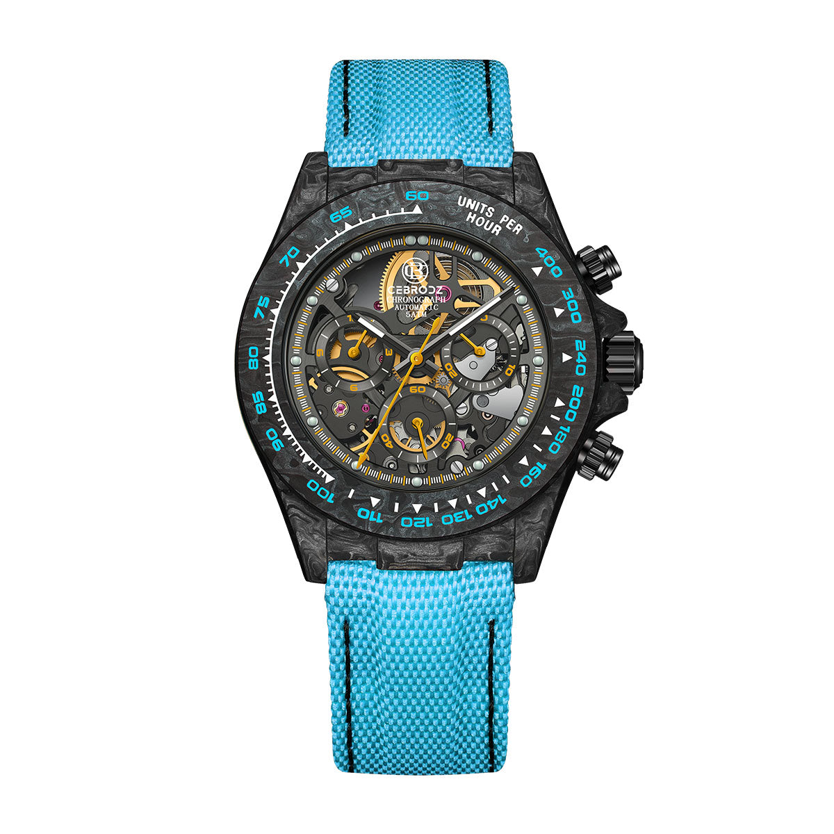 CEBRODZ Men's Chronograph DIY bezel Carbon fiber case Luminous bezel Mechanical Automatic machinery 56g weight