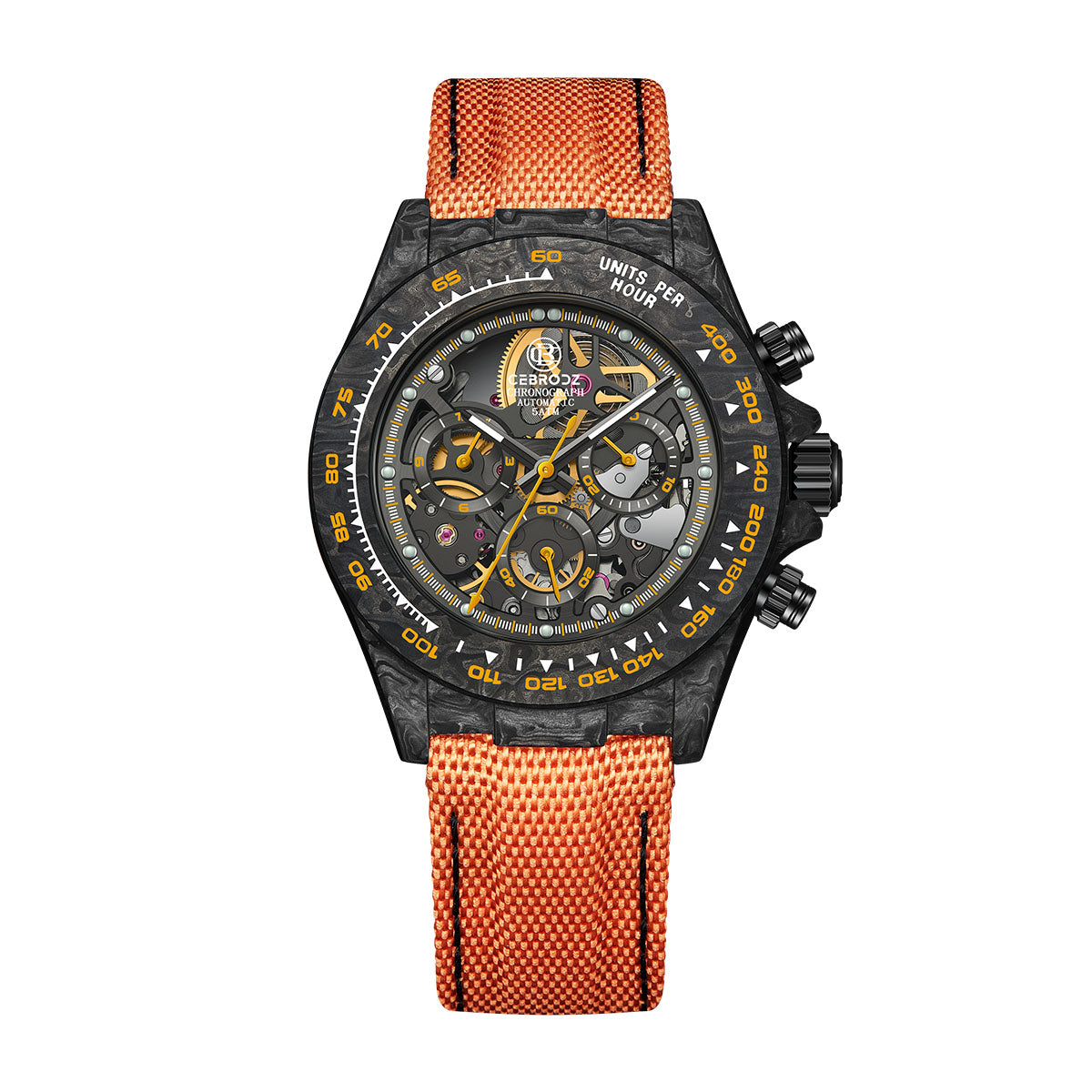 CEBRODZ Men's Chronograph DIY bezel Carbon fiber case Luminous bezel Mechanical Automatic machinery 56g weight