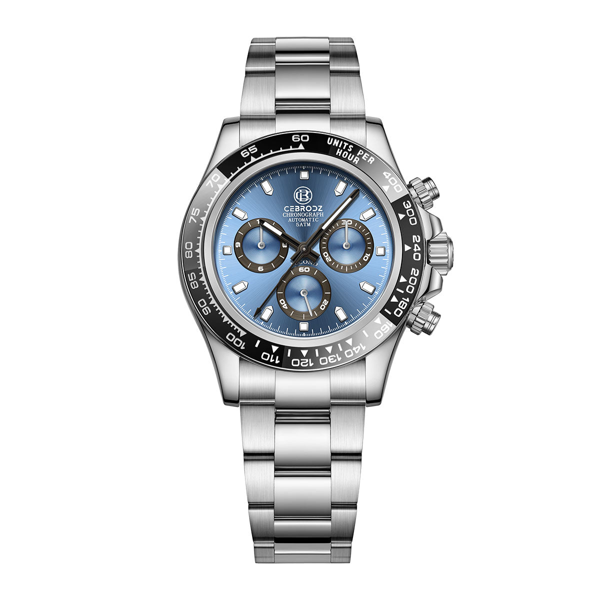 CEBRODZ Men's Chronograph DIY bezel 904L stainless steel Mechanical Automatic machinery 50m waterproof