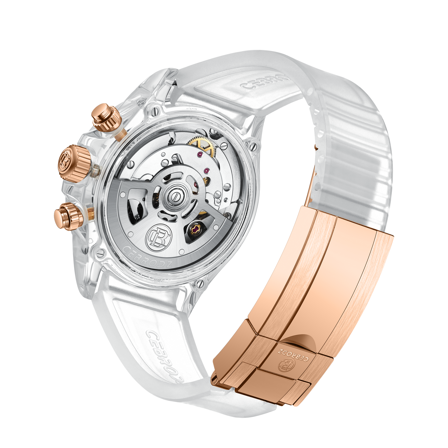 CEBRODZ Men's Chronograph K9 crystal case Skeleton Watch Mechanical Automatic machinery 50m waterproof CB165122BB