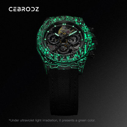 CEBRODZ Men's Chronograph DIY bezel Carbon fiber case Luminous bezel Mechanical Automatic machinery 56g weight