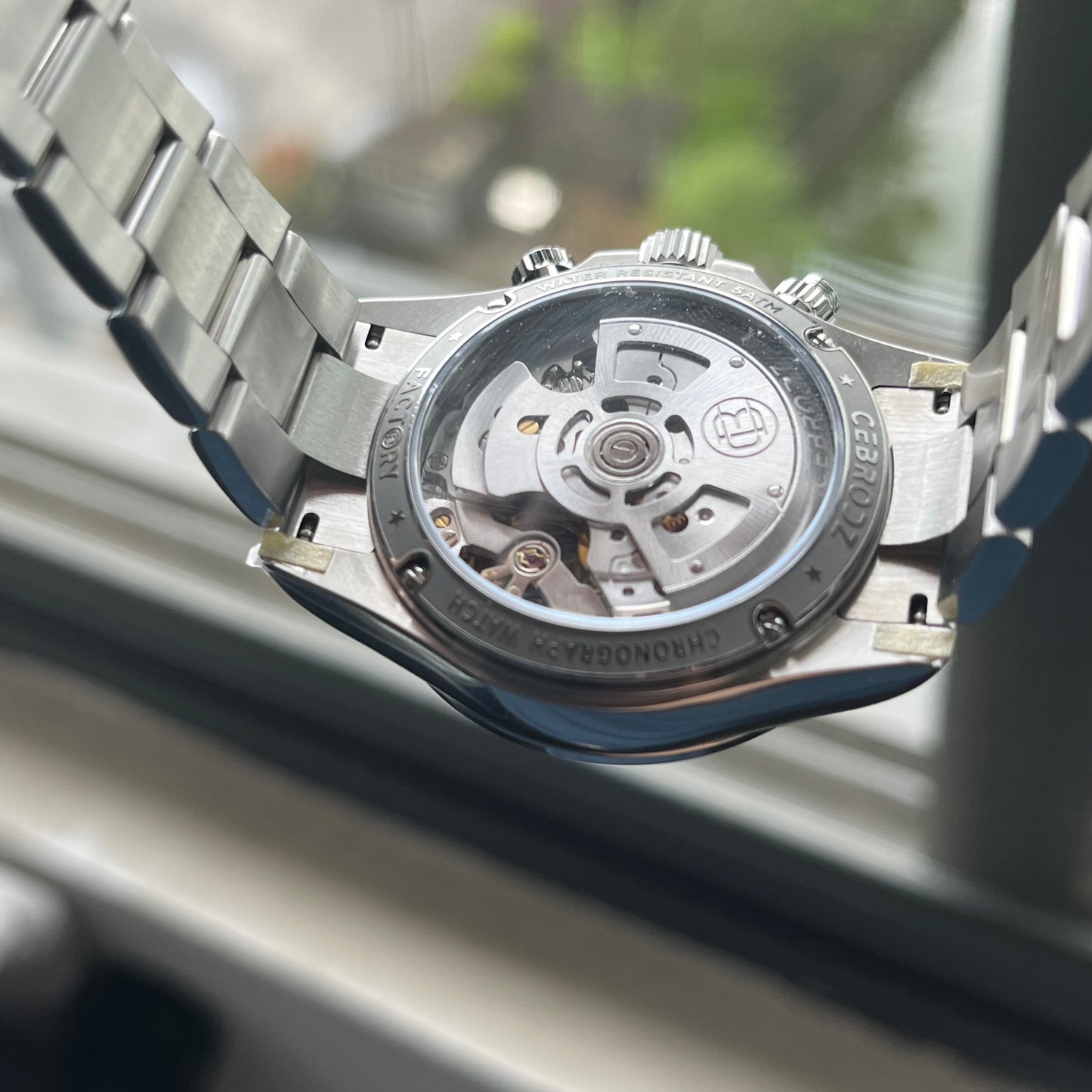CEBRODZ Men's Chronograph DIY bezel 904L stainless steel Mechanical Ditonda Rainbow Bezel Automatic machinery 50m waterproof CB1652001SRB