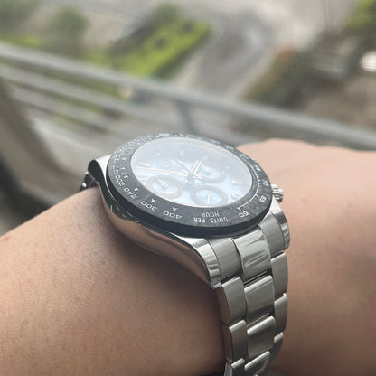 CEBRODZ Men's Chronograph DIY bezel carbon fiber bezel Blue dial 904L stainless steel Mechanical Automatic machinery 50m waterproof CB1652003L