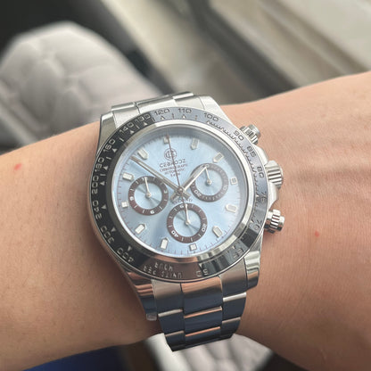 CEBRODZ Men's Chronograph Automatic machinery Replaceable bezel 904L stainless steel Mechanical 50m waterproof CB1652002SB