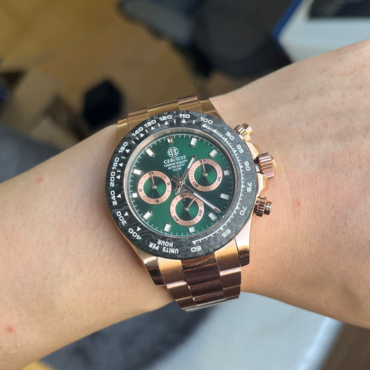 CEBRODZ Men's Chronograph DIY bezel 904L stainless steel carbon fiber bezel Mechanical Automatic machinery 50m waterproof CB1652003