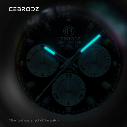 CEBRODZ Men's Chronograph DIY bezel 904L stainless steel Mechanical Automatic machinery 50m waterproof