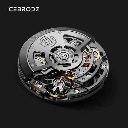 CEBRODZ Men's Chronograph DIY bezel Skeleton Watch 904L stainless steel Mechanical Automatic machinery 50m waterproof