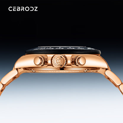 CEBRODZ Men's Chronograph DIY bezel Skeleton Watch 904L stainless steel Mechanical Automatic machinery 50m waterproof