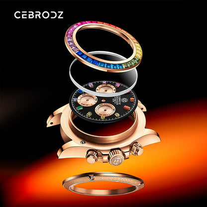 CEBRODZ Men's Chronograph DIY bezel 904L stainless steel Mechanical Automatic machinery 50m waterproof