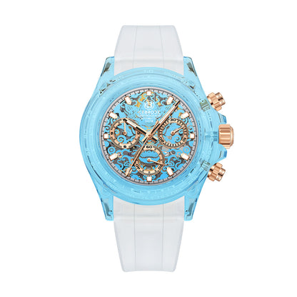 CEBRODZ Men's Chronograph K9 crystal case Skeleton Watch Mechanical Automatic machinery 50m waterproof