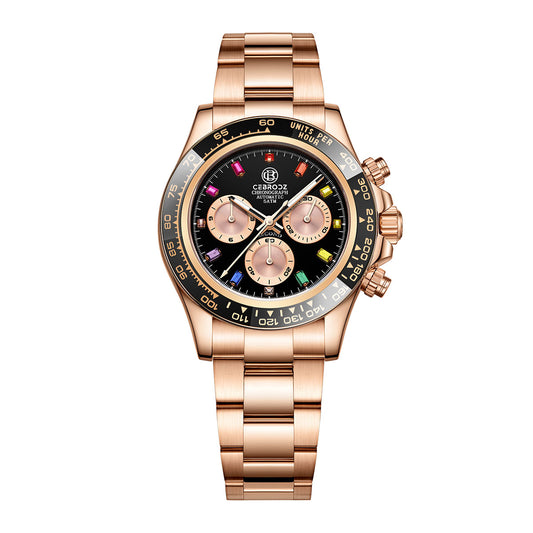 CEBRODZ Men's Chronograph DIY bezel 904L stainless steel Mechanical Automatic machinery 50m waterproof CB1652002GB