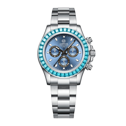 CEBRODZ Men's Chronograph DIY bezel 904L stainless steel Mechanical Automatic machinery 50m waterproof CB1652001SRB