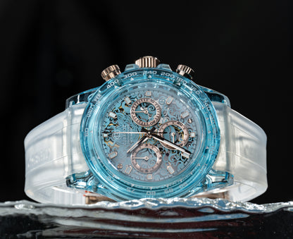 CEBRODZ Men's Chronograph K9 crystal case Skeleton Watch Mechanical Automatic machinery 50m waterproof