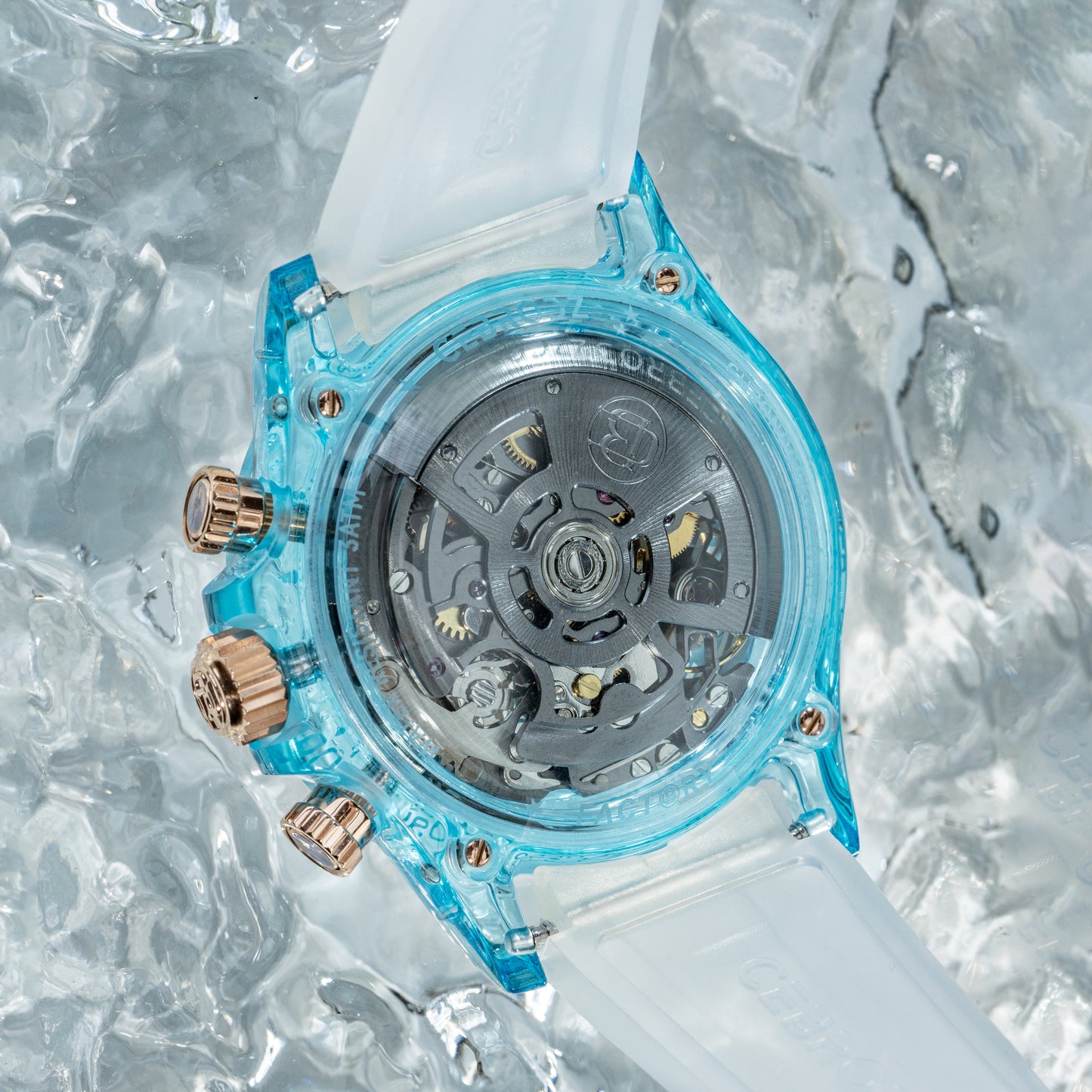 CEBRODZ Men's Chronograph K9 crystal case Skeleton Watch Mechanical Automatic machinery 50m waterproof