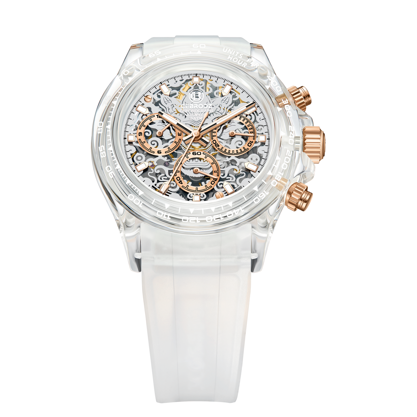 CEBRODZ Men's Chronograph K9 crystal case Skeleton Watch Mechanical Automatic machinery 50m waterproof