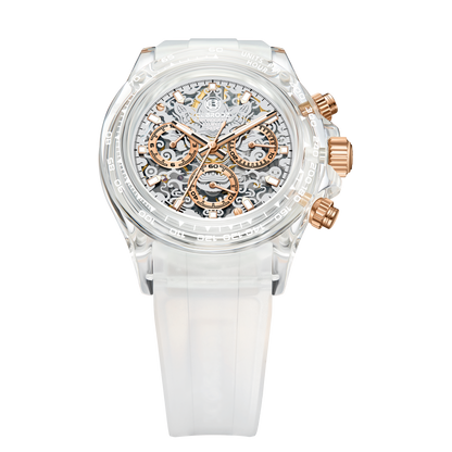 CEBRODZ Men's Chronograph K9 crystal case Skeleton Watch Mechanical Automatic machinery 50m waterproof