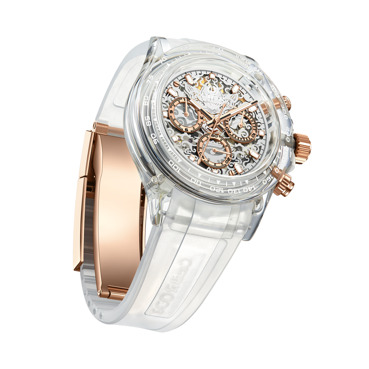 CEBRODZ Men's Chronograph K9 crystal case Skeleton Watch Mechanical Automatic machinery 50m waterproof