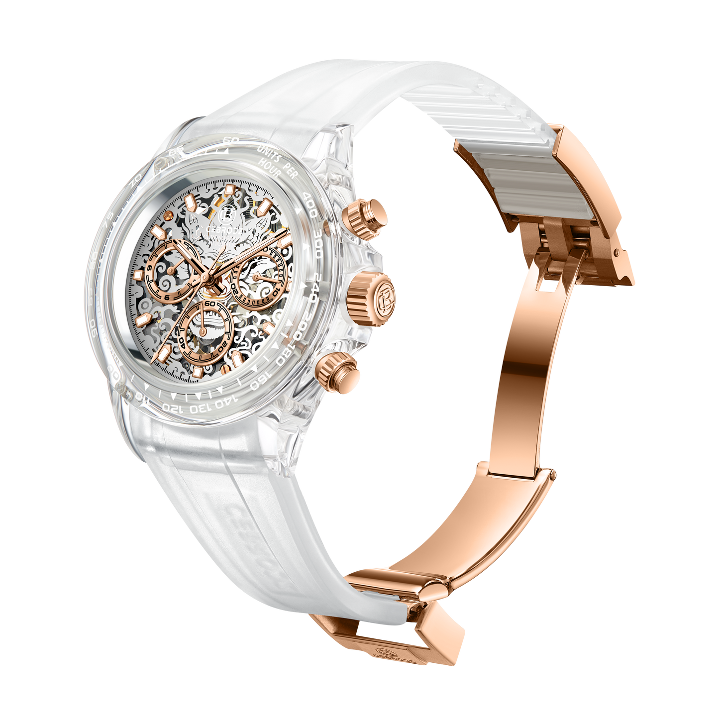 CEBRODZ Men's Chronograph K9 crystal case Skeleton Watch Mechanical Automatic machinery 50m waterproof