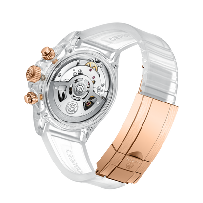 CEBRODZ Men's Chronograph K9 crystal case Skeleton Watch Mechanical Automatic machinery 50m waterproof