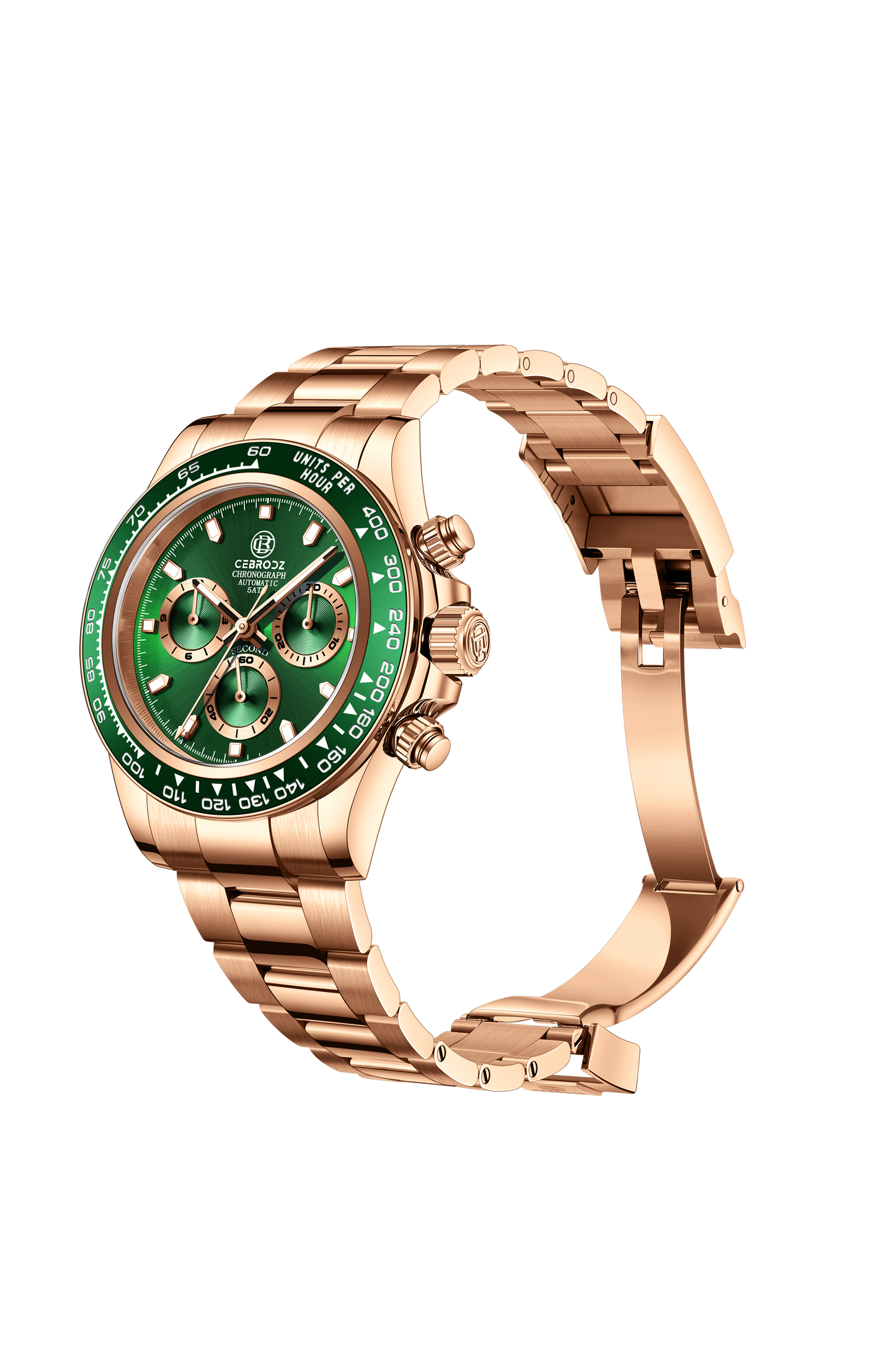 CEBRODZ Men's Chronograph Replaceable bezel Ceramic bezel 904L stainless steel Mechanical Automatic machinery 50m waterproof CB1652002GGR