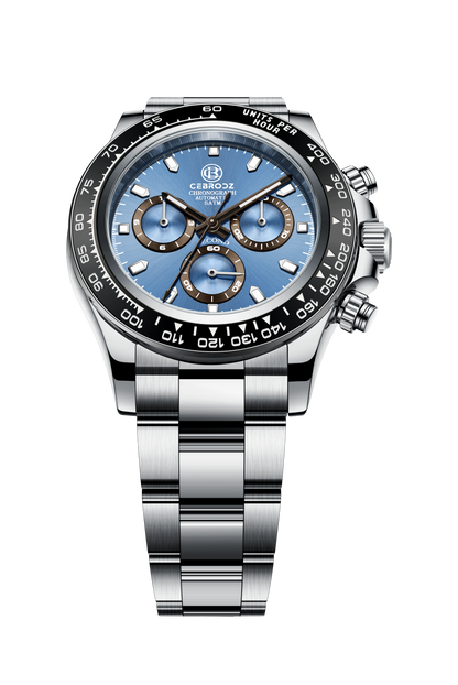 CEBRODZ Men's Chronograph Automatic machinery Replaceable bezel 904L stainless steel Mechanical 50m waterproof CB1652002SB